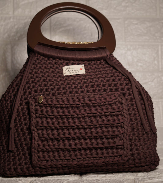 ETERNA BROWN & BORGUNDY- Shopping Bag handmade
