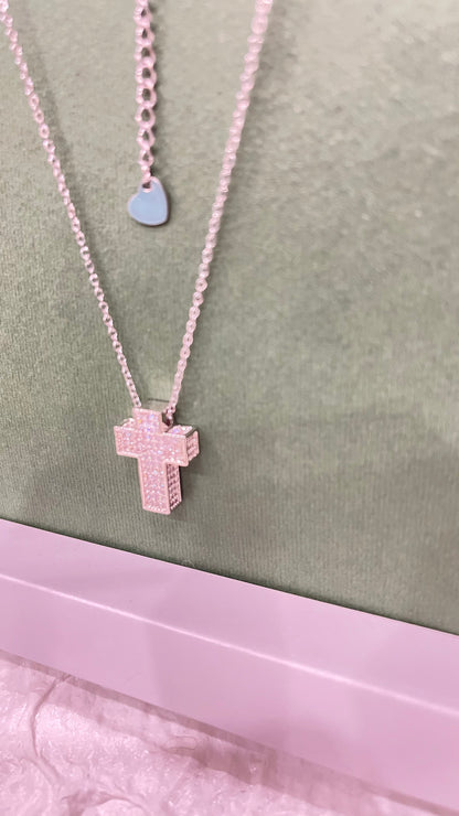 catenina in acciaio inox con croce zirconata