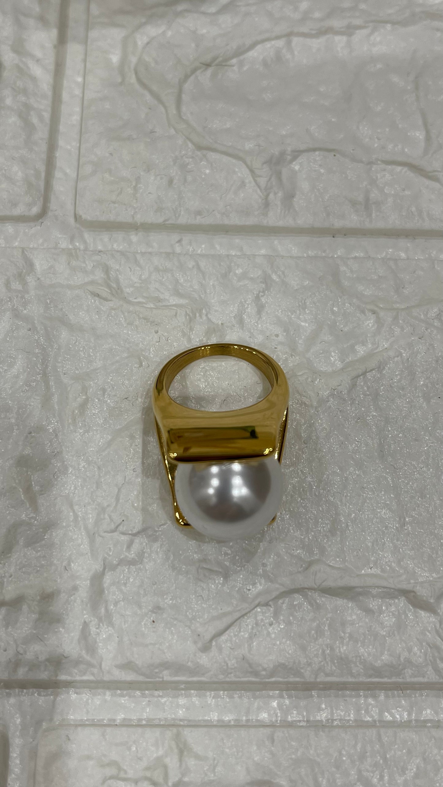 Anello doppia fascia con perla big