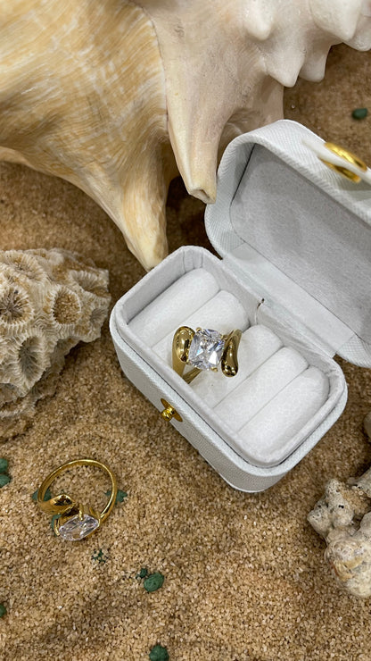 Anello snake con zircone big ,in acciaio inox regolabile