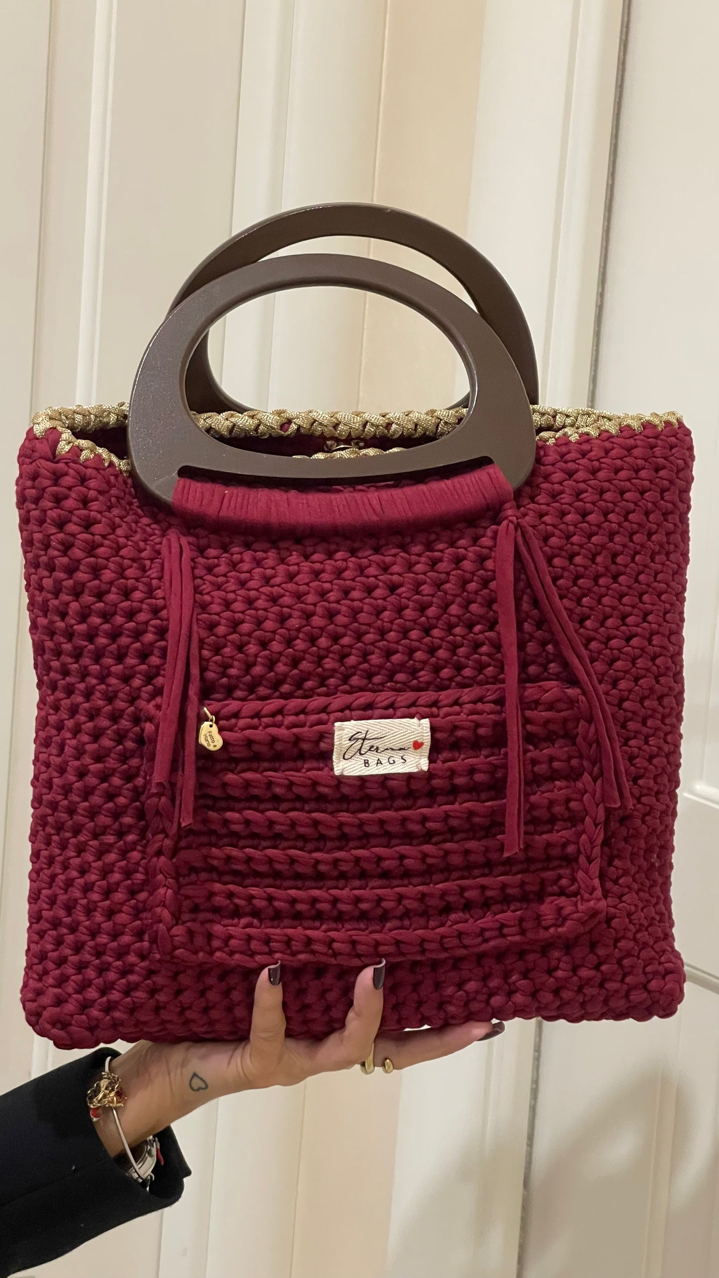 ETERNA BROWN & BORGUNDY- Shopping Bag handmade