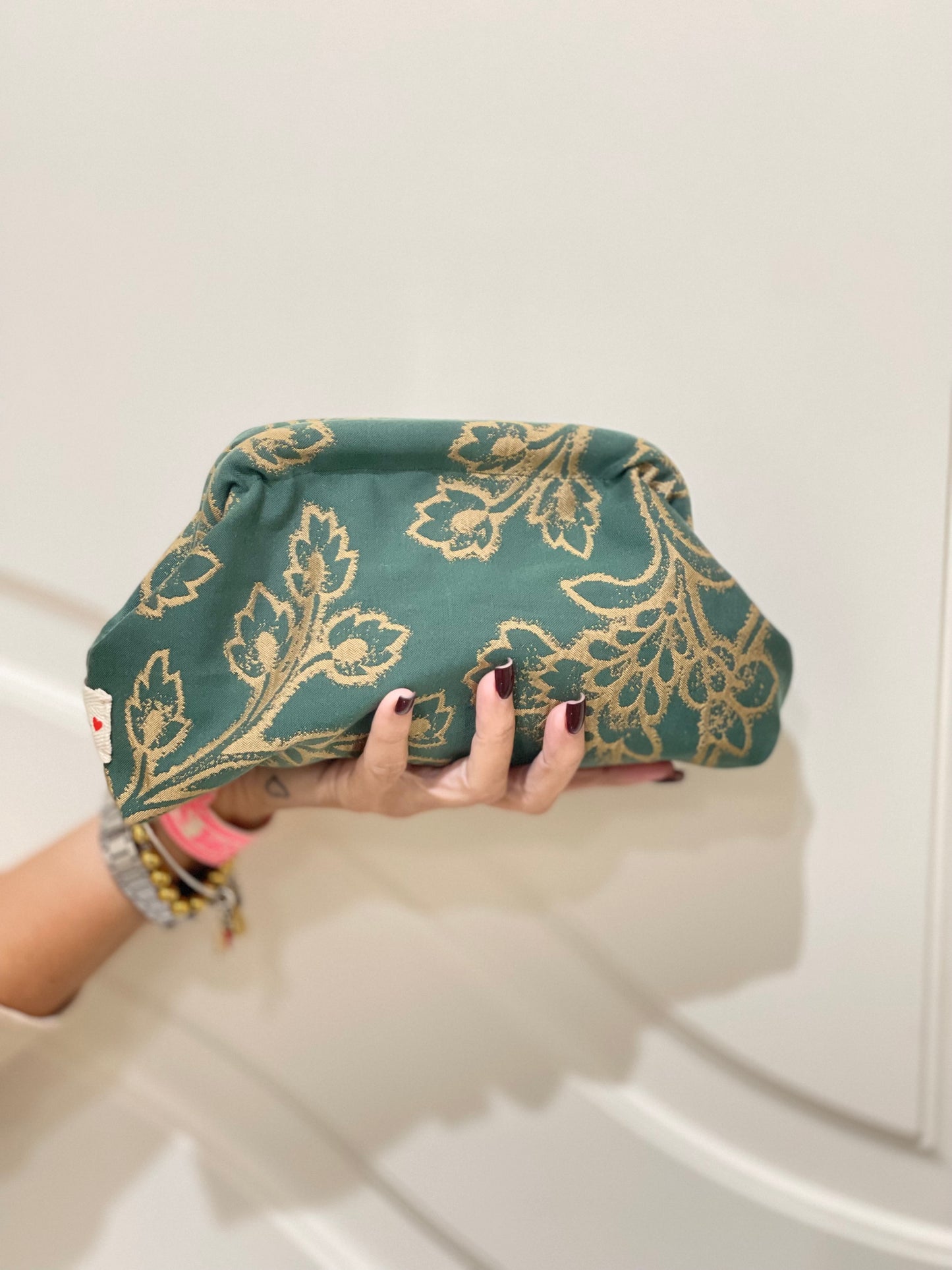 clutch in tessuto damascato handmade