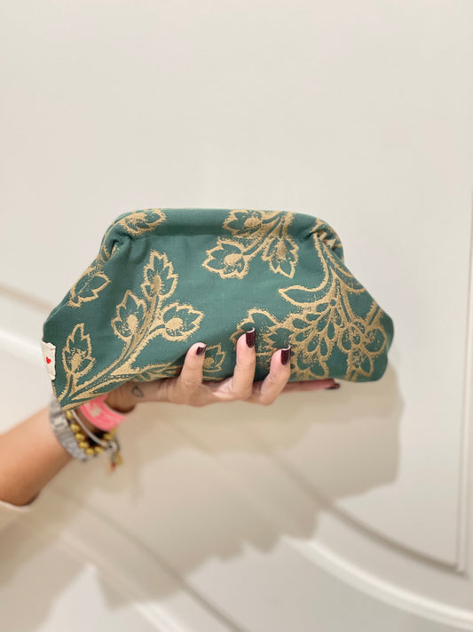 clutch in tessuto damascato handmade