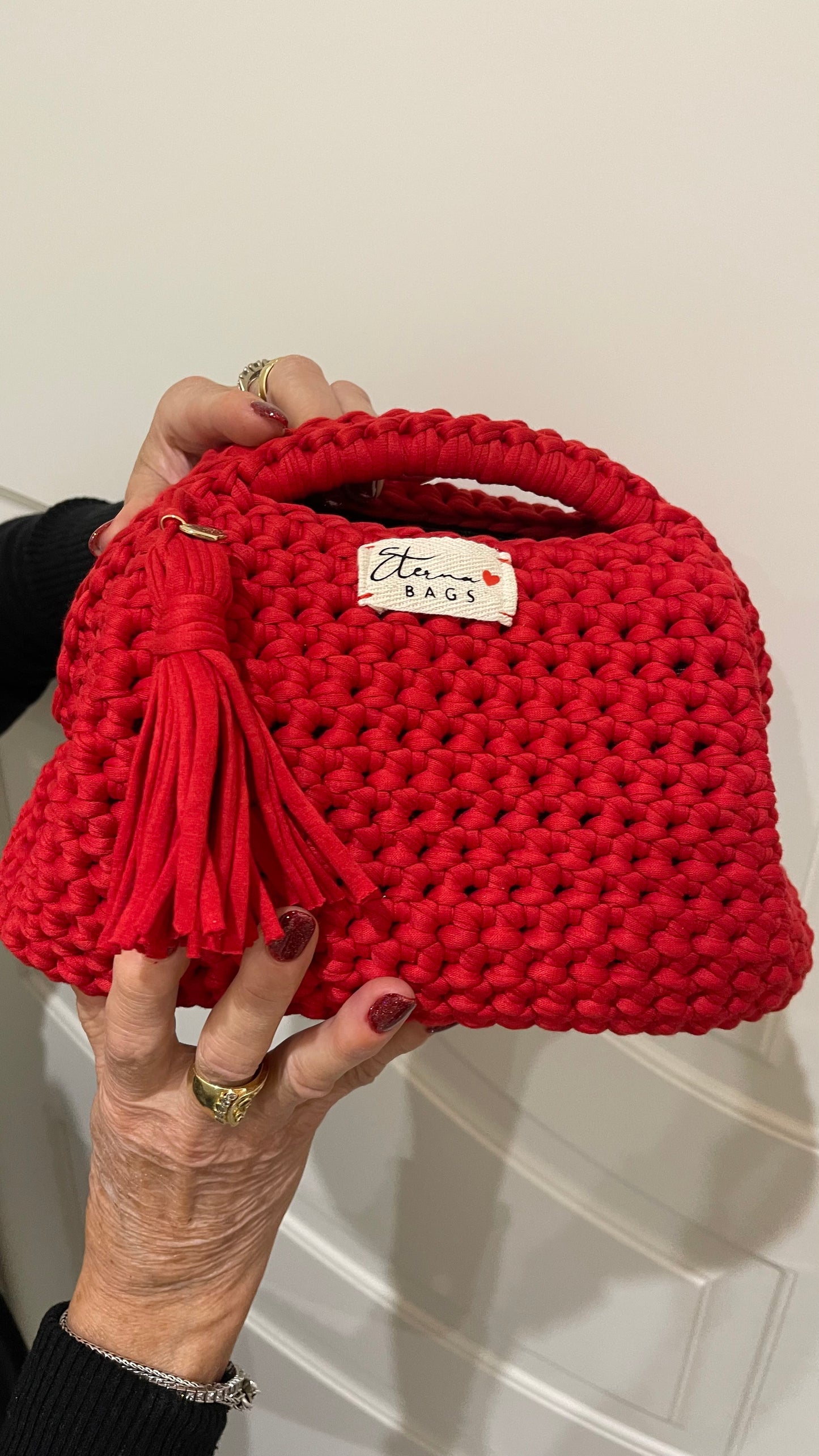 clutc bags handmade "Red" cm 24 completa di fodera in cotone tartan